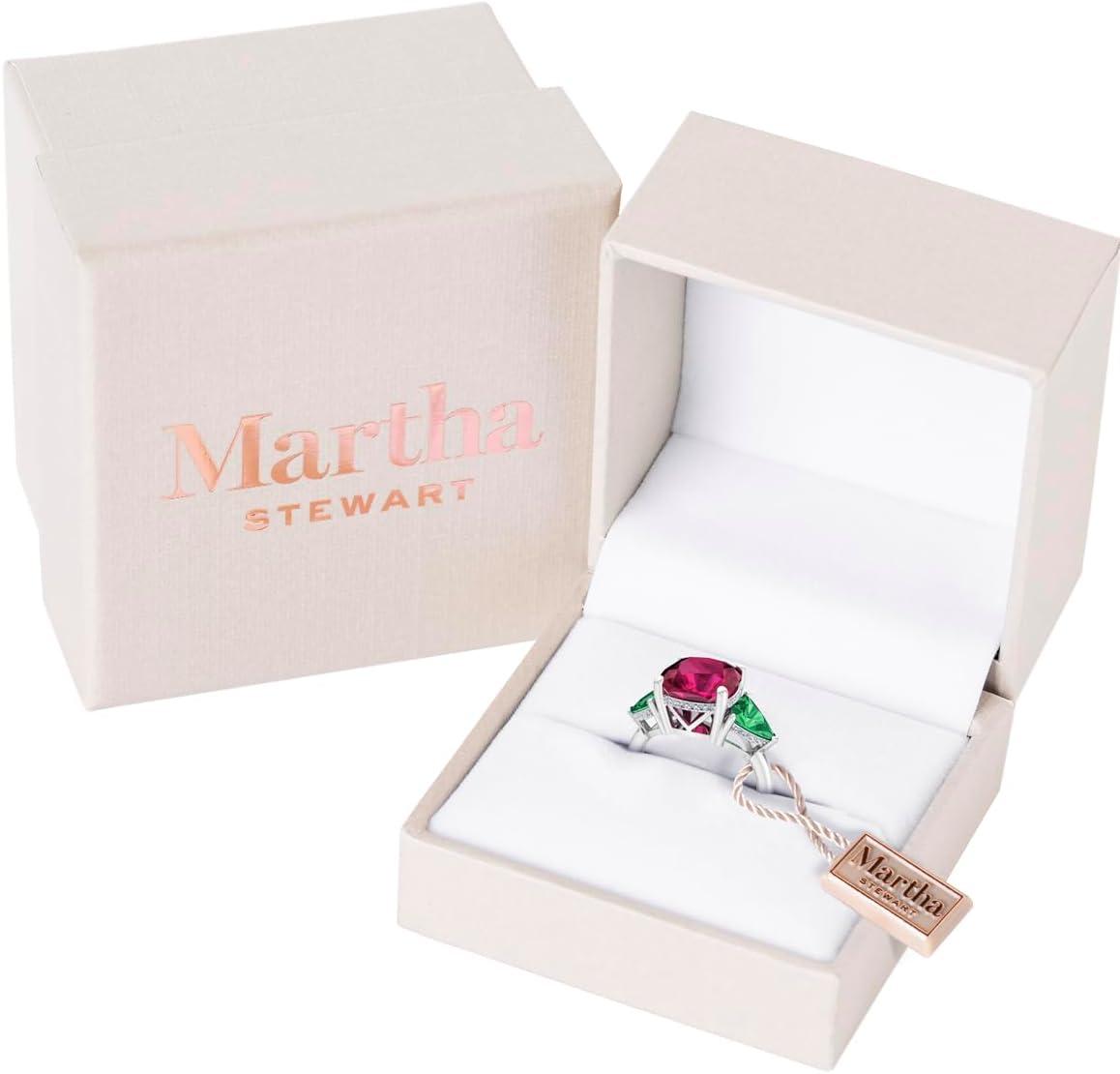 image:imageMartha Stewart 8 Carat Cushion Cut Gemstone Three Stone Ring with Lab Grown Diamonds in Sterling Silver Choose Your GemstoneOption 8
