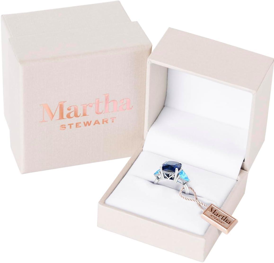 image:imageMartha Stewart 8 Carat Cushion Cut Gemstone Three Stone Ring with Lab Grown Diamonds in Sterling Silver Choose Your GemstoneOption 9