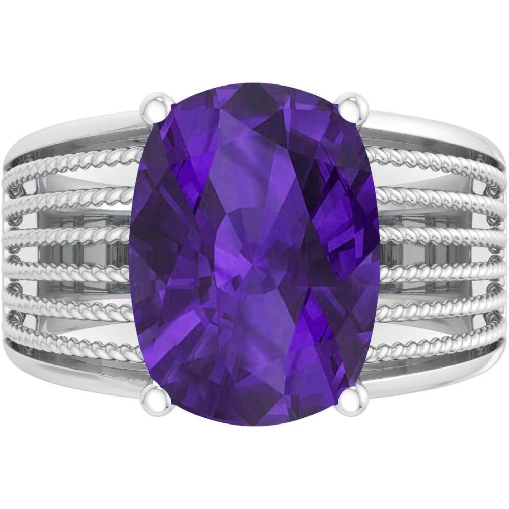 image:imageMartha Stewart 10 14 Carat Cushion Cut Gemstone Hidden Halo Ring with Lab Grown Diamonds in Sterling Silver Choose Your GemstoneAmethyst