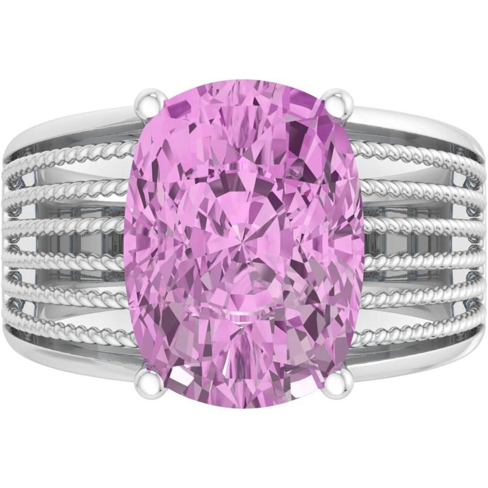 image:imageMartha Stewart 10 14 Carat Cushion Cut Gemstone Hidden Halo Ring with Lab Grown Diamonds in Sterling Silver Choose Your GemstonePink Sapphire