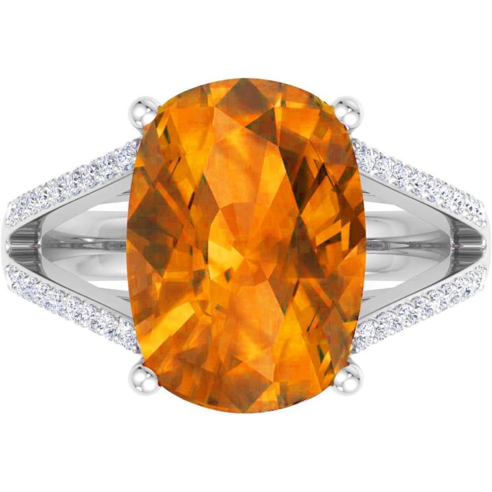 image:imageMartha Stewart 10 14 Carat Cushion Cut Gemstone Ring with Lab Grown Diamonds in Sterling Silver Choose Your GemstoneCitrine