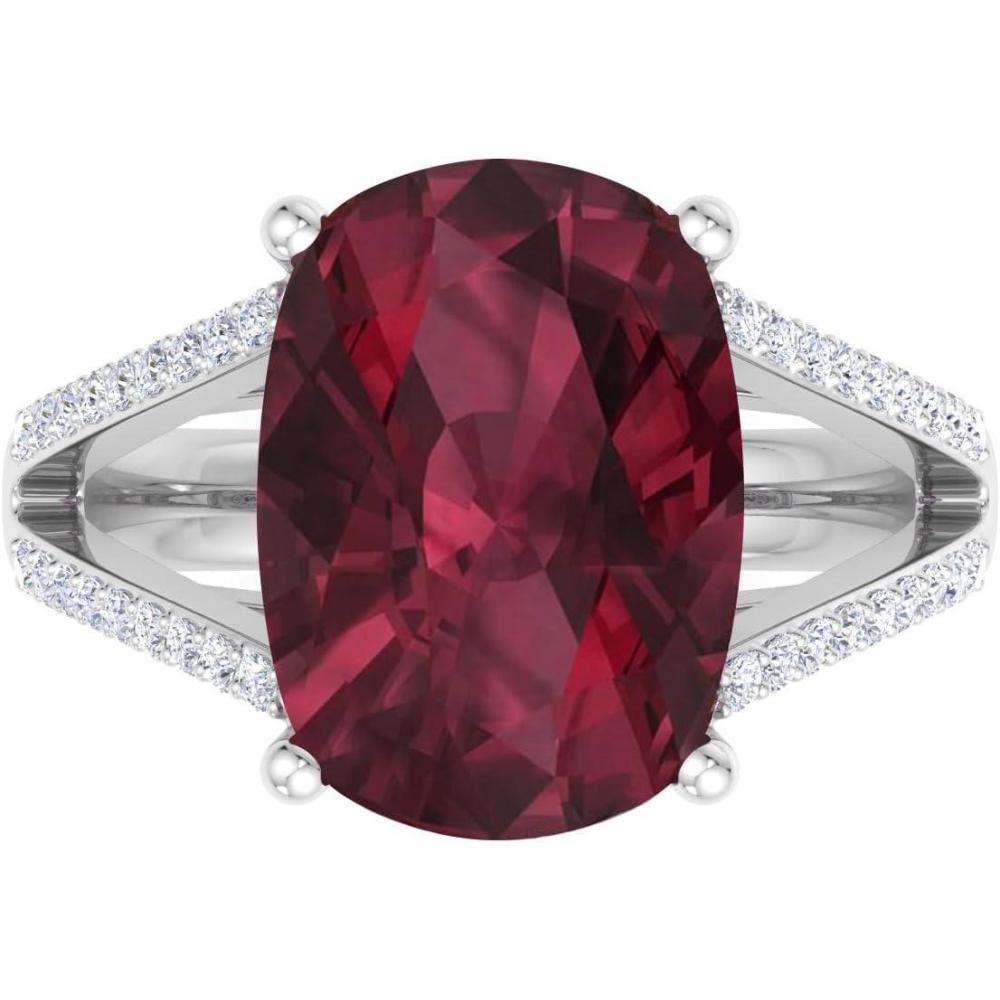 image:imageMartha Stewart 10 14 Carat Cushion Cut Gemstone Ring with Lab Grown Diamonds in Sterling Silver Choose Your GemstoneGarnet
