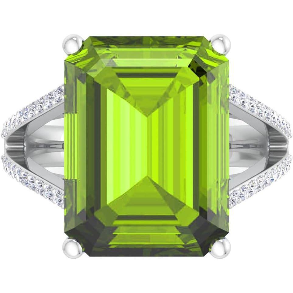 image:imageMartha Stewart 10 14 Carat Emerald Cut Gemstone Ring with Lab Grown Diamonds in Sterling Silver Choose Your GemstonePeridot