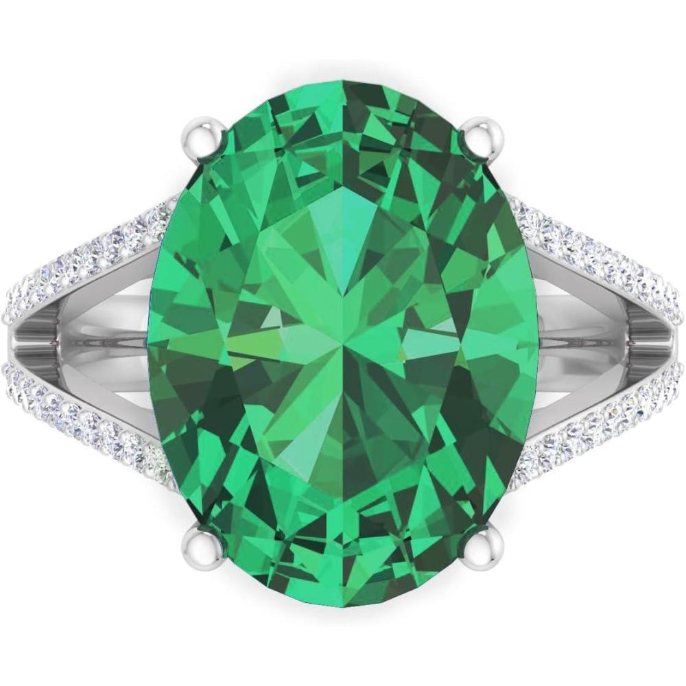 image:imageMartha Stewart 10 14 Carat Oval Shape Gemstone Ring with Lab Grown Diamonds in Sterling Silver ChoEmerald