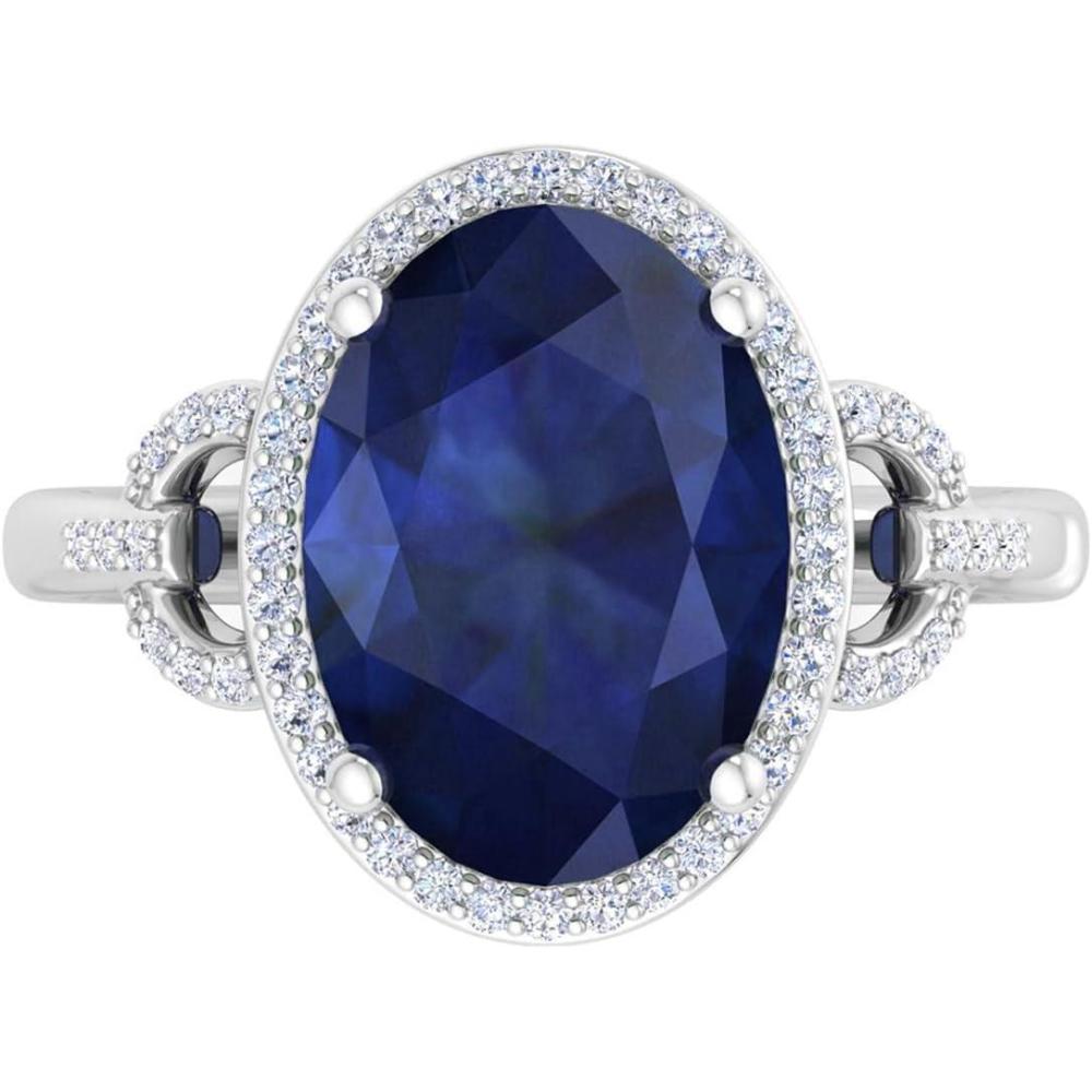 image:imageMartha Stewart 6 34 Carat Oval Shape Gemstone Halo Ring with Lab Grown Diamonds in Sterling Silver Choose Your GemstoneSapphire