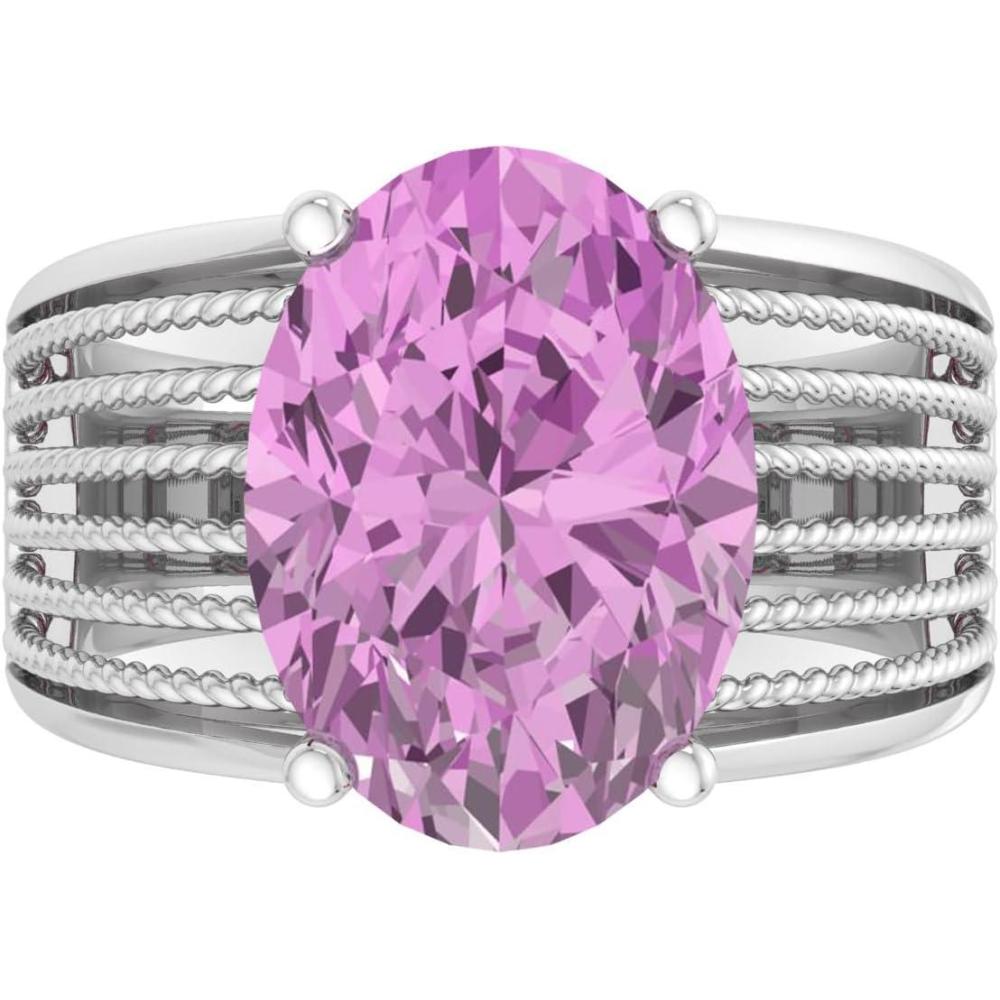 image:imageMartha Stewart 6 34 Carat Oval Shape Gemstone Hidden Halo Ring with Lab Grown Diamonds in Sterling Silver Choose Your GemstonePink Sapphire