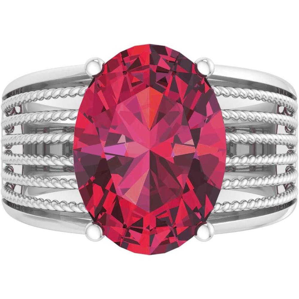 image:imageMartha Stewart 6 34 Carat Oval Shape Gemstone Hidden Halo Ring with Lab Grown Diamonds in Sterling Silver Choose Your GemstoneRuby