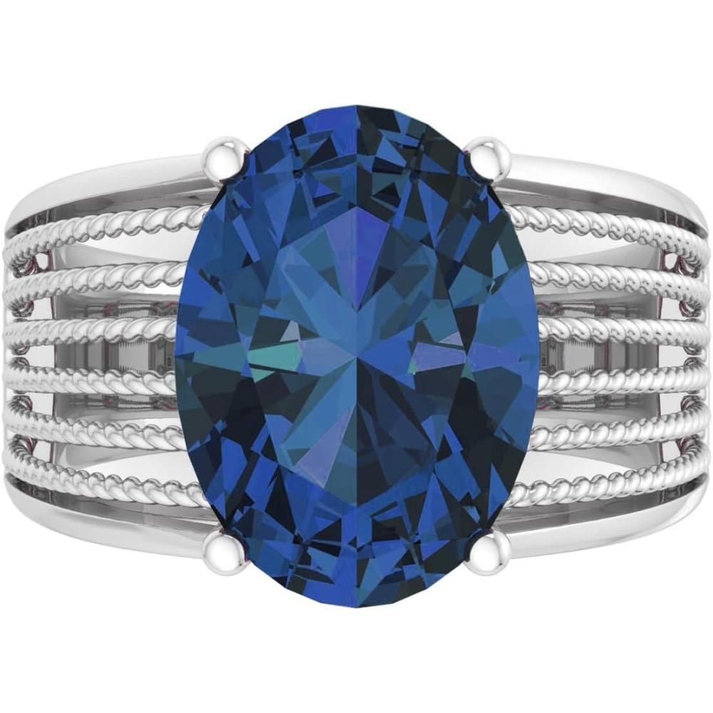 image:imageMartha Stewart 6 34 Carat Oval Shape Gemstone Hidden Halo Ring with Lab Grown Diamonds in Sterling Silver Choose Your GemstoneSapphire