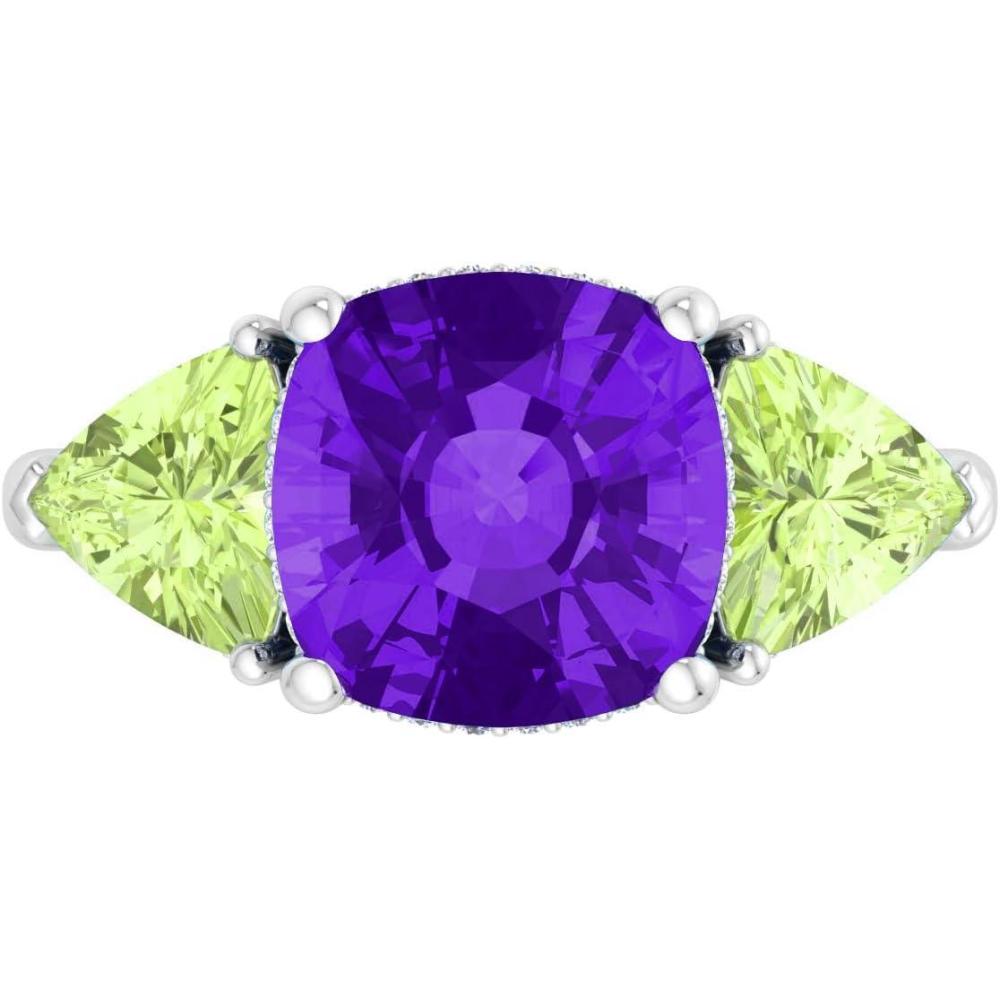 image:imageMartha Stewart 8 Carat Cushion Cut Gemstone Three Stone Ring with Lab Grown Diamonds in Sterling Silver Choose Your GemstoneOption 2