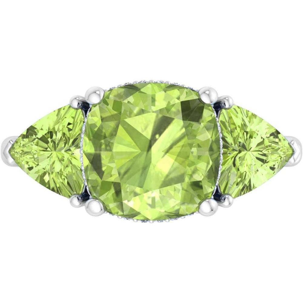 image:imageMartha Stewart 8 Carat Cushion Cut Gemstone Three Stone Ring with Lab Grown Diamonds in Sterling Silver Choose Your GemstoneOption 5