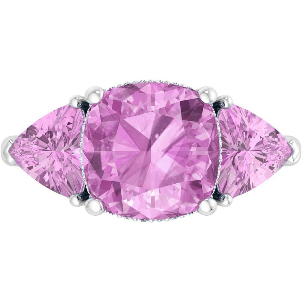 image:imageMartha Stewart 8 Carat Cushion Cut Gemstone Three Stone Ring with Lab Grown Diamonds in Sterling Silver Choose Your GemstoneOption 7