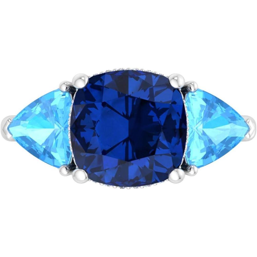 image:imageMartha Stewart 8 Carat Cushion Cut Gemstone Three Stone Ring with Lab Grown Diamonds in Sterling Silver Choose Your GemstoneOption 9