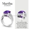 Martha Stewart 10 1/4 Carat Cushion Cut Gemstone Hidden Halo Ring with Lab Grown Diamonds in Sterling Silver, Choose Your Gemstone(Amethyst)
