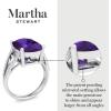 Martha Stewart 10 1/4 Carat Cushion Cut Gemstone Ring with Lab Grown Diamonds in Sterling Silver, Choose Your Gemstone(Amethyst)