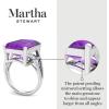 Martha Stewart 10 1/4 Carat Emerald Cut Gemstone Ring with Lab Grown Diamonds in Sterling Silver, Choose Your Gemstone(Amethyst)