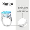 Martha Stewart 10 1/4 Carat Emerald Cut Gemstone Ring with Lab Grown Diamonds in Sterling Silver, Choose Your Gemstone(Blue Topaz)