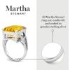 Martha Stewart 10 1/4 Carat Emerald Cut Gemstone Ring with Lab Grown Diamonds in Sterling Silver, Choose Your Gemstone(Citrine)