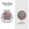 Martha Stewart 10 1/4 Carat Emerald Cut Gemstone Ring with Lab Grown Diamonds in Sterling Silver, Choose Your Gemstone(Garnet)