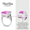 Martha Stewart 10 1/4 Carat Emerald Cut Gemstone Ring with Lab Grown Diamonds in Sterling Silver, Choose Your Gemstone(Pink Sapphire)