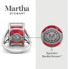Martha Stewart 10 1/4 Carat Emerald Cut Gemstone Ring with Lab Grown Diamonds in Sterling Silver, Choose Your Gemstone(Ruby)