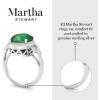Martha Stewart 6 3/4 Carat Oval Shape Gemstone Halo Ring with Lab Grown Diamonds in Sterling Silver, Choose Your Gemstone(Emerald)