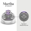 Martha Stewart 6 3/4 Carat Oval Shape Gemstone Hidden Halo Ring with Lab Grown Diamonds in Sterling Silver, Choose Your Gemstone(Amethyst)