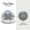 Martha Stewart 6 3/4 Carat Oval Shape Gemstone Hidden Halo Ring with Lab Grown Diamonds in Sterling Silver, Choose Your Gemstone(Aquamarine)