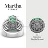 Martha Stewart 6 3/4 Carat Oval Shape Gemstone Hidden Halo Ring with Lab Grown Diamonds in Sterling Silver, Choose Your Gemstone(Emerald)