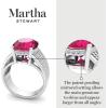 Martha Stewart 6 3/4 Carat Oval Shape Gemstone Hidden Halo Ring with Lab Grown Diamonds in Sterling Silver, Choose Your Gemstone(Ruby)