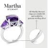 Martha Stewart 8 Carat Cushion Cut Gemstone Three Stone Ring with Lab Grown Diamonds in Sterling Silver, Choose Your Gemstone(Option 1)