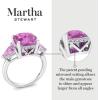 Martha Stewart 8 Carat Cushion Cut Gemstone Three Stone Ring with Lab Grown Diamonds in Sterling Silver, Choose Your Gemstone(Option 7)