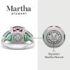 Martha Stewart 8 Carat Cushion Cut Gemstone Three Stone Ring with Lab Grown Diamonds in Sterling Silver, Choose Your Gemstone(Option 8)