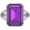Martha Stewart 10 1/4 Carat Emerald Cut Gemstone Ring with Lab Grown Diamonds in Sterling Silver, Choose Your Gemstone(Amethyst)