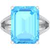 Martha Stewart 10 1/4 Carat Emerald Cut Gemstone Ring with Lab Grown Diamonds in Sterling Silver, Choose Your Gemstone(Blue Topaz)