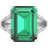 Martha Stewart 10 1/4 Carat Emerald Cut Gemstone Ring with Lab Grown Diamonds in Sterling Silver, Choose Your Gemstone(Emerald)