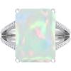 Martha Stewart 10 1/4 Carat Emerald Cut Gemstone Ring with Lab Grown Diamonds in Sterling Silver, Choose Your Gemstone(Opal)