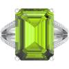 Martha Stewart 10 1/4 Carat Emerald Cut Gemstone Ring with Lab Grown Diamonds in Sterling Silver, Choose Your Gemstone(Peridot)