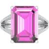 Martha Stewart 10 1/4 Carat Emerald Cut Gemstone Ring with Lab Grown Diamonds in Sterling Silver, Choose Your Gemstone(Pink Sapphire)