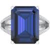 Martha Stewart 10 1/4 Carat Emerald Cut Gemstone Ring with Lab Grown Diamonds in Sterling Silver, Choose Your Gemstone(Sapphire)