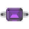 Martha Stewart 5 1/2 Carat Emerald Cut Gemstone Ring with Lab Grown Diamonds in Sterling Silver, Choose Your Gemstone(Amethyst)