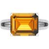 Martha Stewart 5 1/2 Carat Emerald Cut Gemstone Ring with Lab Grown Diamonds in Sterling Silver, Choose Your Gemstone(Citrine)