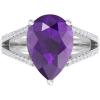 Martha Stewart 5 1/2 Carat Pear Shape Gemstone Ring with Lab Grown Diamonds in Sterling Silver, Choose Your Gemstone(Amethyst)