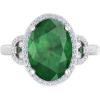 Martha Stewart 6 3/4 Carat Oval Shape Gemstone Halo Ring with Lab Grown Diamonds in Sterling Silver, Choose Your Gemstone(Emerald)