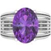 Martha Stewart 6 3/4 Carat Oval Shape Gemstone Hidden Halo Ring with Lab Grown Diamonds in Sterling Silver, Choose Your Gemstone(Amethyst)