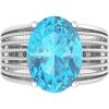 Martha Stewart 6 3/4 Carat Oval Shape Gemstone Hidden Halo Ring with Lab Grown Diamonds in Sterling Silver, Choose Your Gemstone(Blue Topaz)