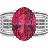 Martha Stewart 6 3/4 Carat Oval Shape Gemstone Hidden Halo Ring with Lab Grown Diamonds in Sterling Silver, Choose Your Gemstone(Ruby)