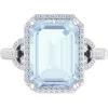 Martha Stewart 7 1/3 Carat Emerald Cut Gemstone Halo Ring with Lab Grown Diamonds in Sterling Silver, Choose Your Gemstone(Aquamarine)