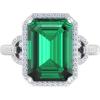 Martha Stewart 7 1/3 Carat Emerald Cut Gemstone Halo Ring with Lab Grown Diamonds in Sterling Silver, Choose Your Gemstone(Emerald)