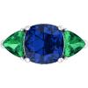Martha Stewart 8 Carat Cushion Cut Gemstone Three Stone Ring with Lab Grown Diamonds in Sterling Silver, Choose Your Gemstone(Option 10)