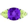 Martha Stewart 8 Carat Cushion Cut Gemstone Three Stone Ring with Lab Grown Diamonds in Sterling Silver, Choose Your Gemstone(Option 2)